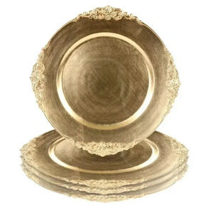 NWOT Vintage Acrylic Charger Plates, Gold - Set of 4
